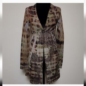 Casual Freedom Retro Boho Long Cardigan – Soft Earthy Knit – Size S